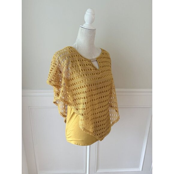 Naif Yellow Crochet OverlayTop With Keyhole Neckline S - Picture 2 of 5